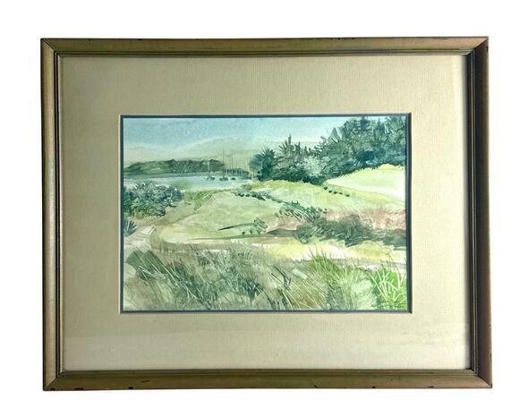 Other - Margy Gates Original Watercolor Bodega Bay CA Sailboats Framed 19x14